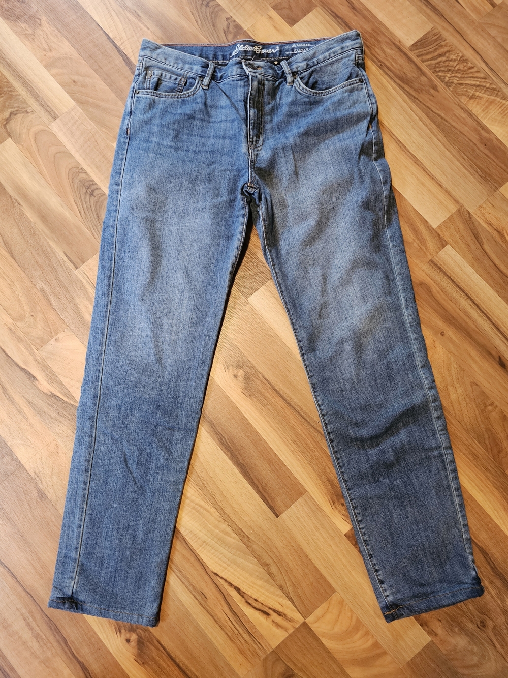 Eddie Bauer Womens Flannel Lined Blue Boyfriend Jeans